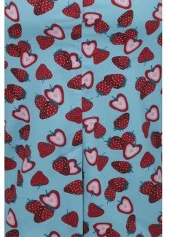 Collectif Wanda Strawberry 50's Pencil Dress Blue -Smashed Lemons shop collectif SS200712A wanda strawb dress blue 1 1024x1024