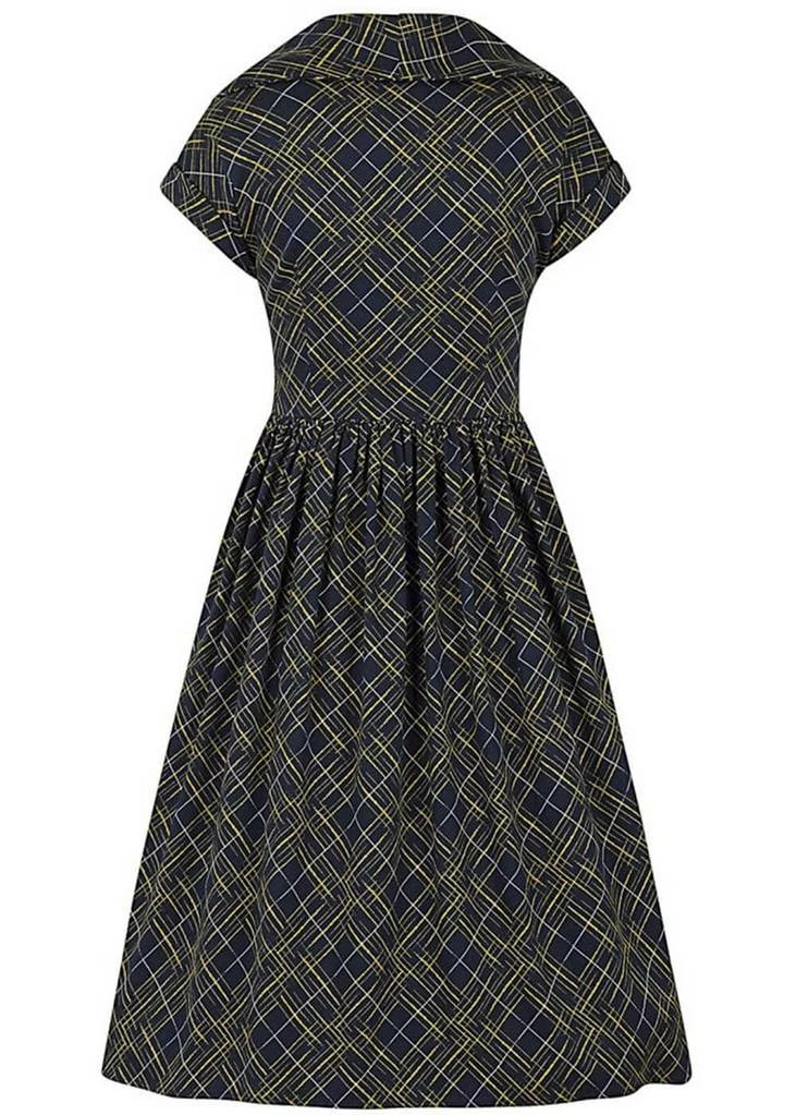 Collectif Judy Hatch Check 60's Swing Dress Navy 6 Collectif Judy Hatch Check 60's Swing Dress Navy - Image 4