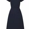Collectif Cherilynn 60's Swing Dress Navy -Smashed Lemons shop collectif SS200806A cherilynn plain swing dress nvy 1 1024x1024