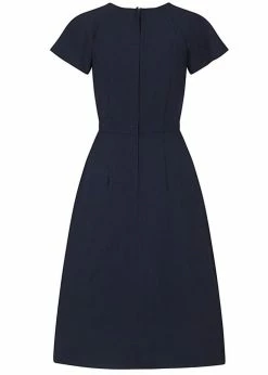 Collectif Cherilynn 60's Swing Dress Navy -Smashed Lemons shop collectif SS200806A cherilynn plain swing dress nvy 2 1024x1024