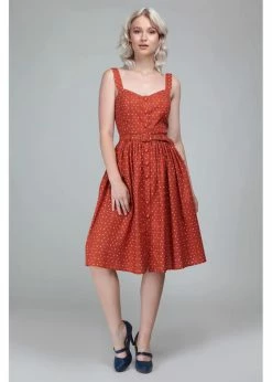 Collectif Jemima Polkadot 50's Swing Dress Orange