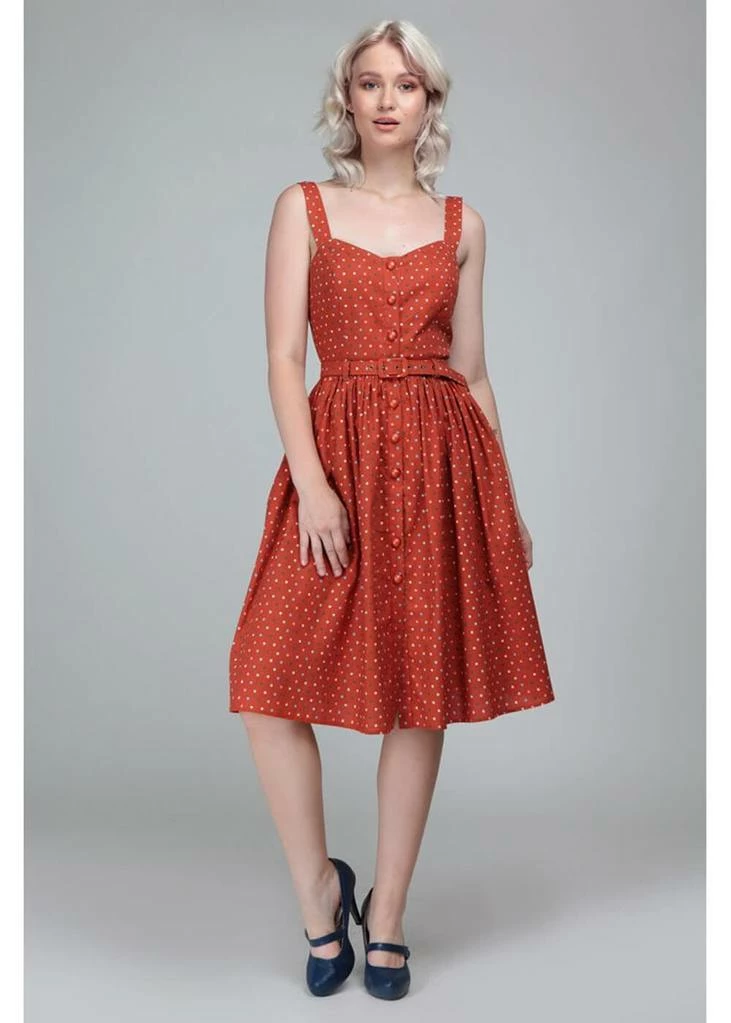 Collectif Jemima Polkadot 50's Swing Dress Orange 3 Collectif Jemima Polkadot 50's Swing Dress Orange
