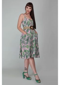 Collectif Kimberly Pink Forest 50's Swing Dress Pink -Smashed Lemons shop collectif SS200823B kimberly forest sw dress pink 5 1024x1024