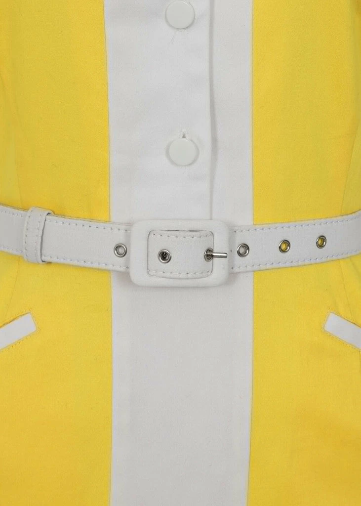 Collectif Berta Contrast 60's Pencil Dress Yellow 4 Collectif Berta Contrast 60's Pencil Dress Yellow - Image 2