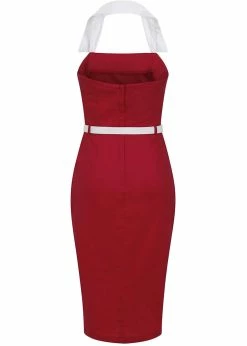 Collectif Dorabella 50's Pencil Dress Red -Smashed Lemons shop collectif SS210725A dorabella pencil dress rd 1 1024x1024