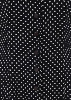 Collectif Riley Mini Polka 40's Swing Dress Navy -Smashed Lemons shop collectif SS210814B riley mini polka swing dress nav 2 1024x1024