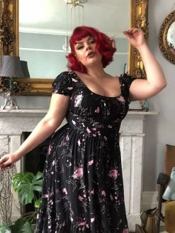 Collectif Carmen Tipsy Elephants 50's Swing Dress Black