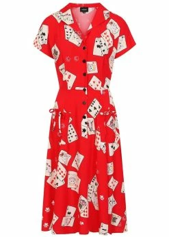 Collectif Liza Cat Croupier 40's Swing Dress Red