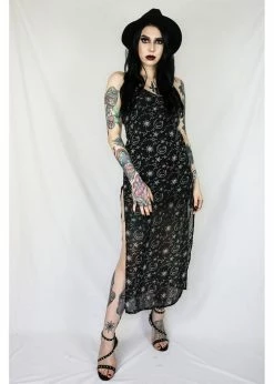 Coven United Moon Maxi 70's Dress Black
