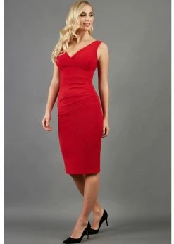 Diva Catwalk Banbury 50 's Pencil Dress Red