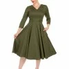 Hearts & Roses Angelina 50's Swing Dress Khaki Green -Smashed Lemons shop hearts roses 357 angelina swing dress khaki 1 1024x1024