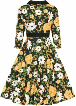 Hearts & Roses Tessa Floral 50's Swing Dress Black -Smashed Lemons shop hearts roses 467 tessa floral swing dress blk 4 1024x1024