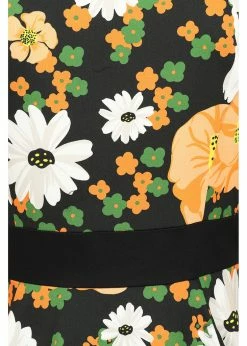 Hearts & Roses Tessa Floral 50's Swing Dress Black -Smashed Lemons shop hearts roses 467 tessa floral swing dress blk 5 1024x1024