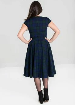 Hell Bunny Aberdeen Dublin Tartan 50's Swing Dress Green -Smashed Lemons shop hell bunny 10004543 aberdeen dublin tartan swing dress grn 2 1024x1024