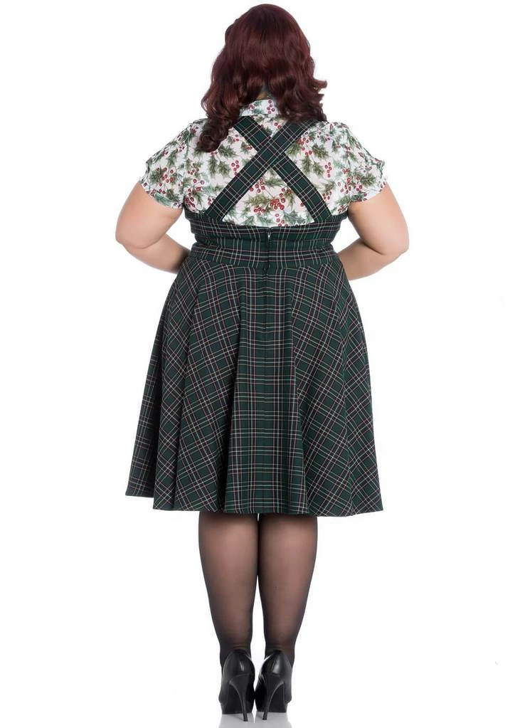 Hell Bunny Peebles Tartan Pinafore 40's Dress Green 6 Hell Bunny Peebles Tartan Pinafore 40's Dress Green - Image 4