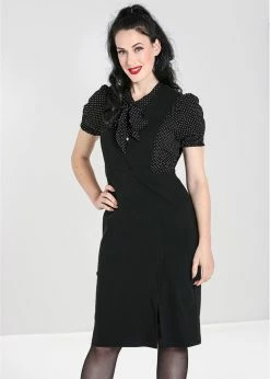 Hell Bunny Claire Pinafore 60's Swing Dress Black