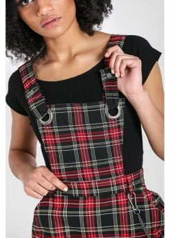 Hell Bunny Clash Tartan Pinafore 60's Dress Red -Smashed Lemons shop hell bunny HLB40140 clash pinafore dress red 2 1024x1024