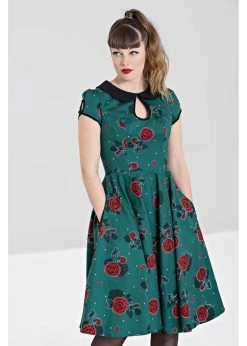 Hell Bunny Leonora Rose 50's Swing Dress Dark Green -Smashed Lemons shop hell bunny HLB40158 leonora swing dress dark grn 0 0e0bdd04 957f 4154 a31e 8c9ad138629a 1024x1024