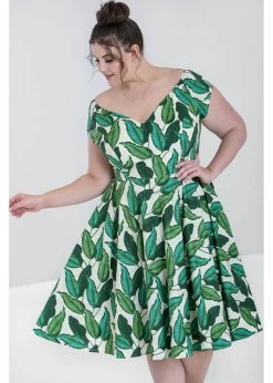 Hell Bunny Rainforest 50's Swing Dress Ivory