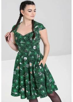 Hell Bunny Hex Spiderweb 50's Mid Swing Dress Black