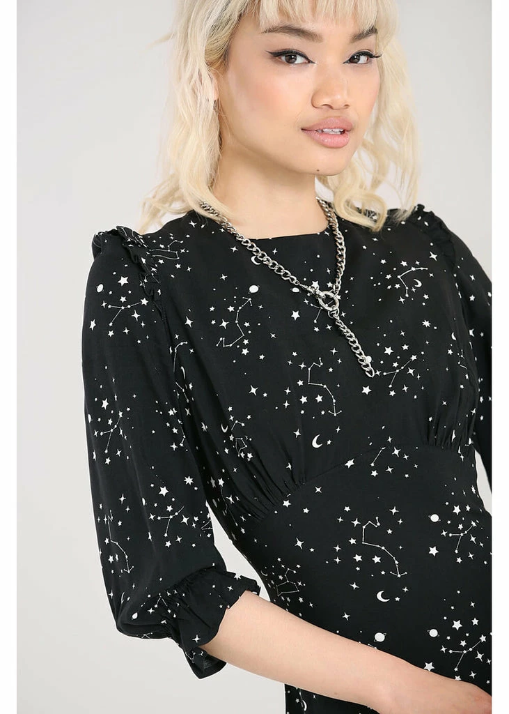 Hell Bunny Zodiac 70's Maxi Dress Black 6 Hell Bunny Zodiac 70's Maxi Dress Black - Image 4