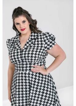Hell Bunny Blake Houndstooth 60's Midi Dress Black White -Smashed Lemons shop hell bunny HLB40221 blake midi dress blk white 7 a6376acf 1dba 44cb 88bf 25a7ac816b82 1024x1024