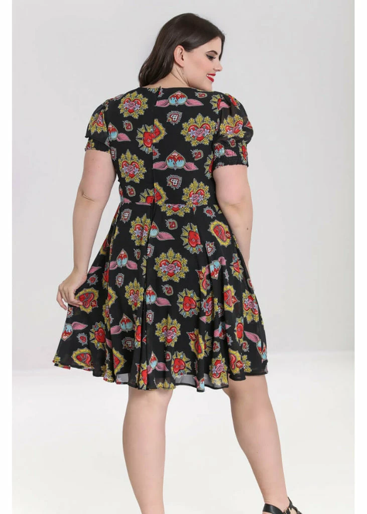 Hell Bunny Amias Sacred Heart 60's Dress Black 8 Hell Bunny Amias Sacred Heart 60's Dress Black - Image 6