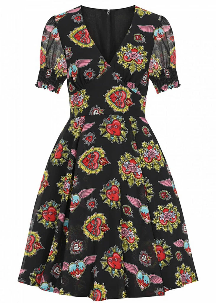 Hell Bunny Amias Sacred Heart 60's Dress Black 5 Hell Bunny Amias Sacred Heart 60's Dress Black - Image 3