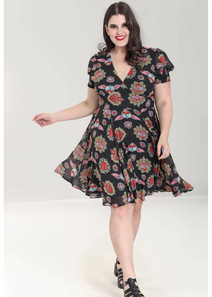 Hell Bunny Amias Sacred Heart 60's Dress Black 6 Hell Bunny Amias Sacred Heart 60's Dress Black - Image 4