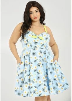 Hell Bunny Daisy 50's Swing Dress Blue 10 Hell Bunny Daisy 50's Swing Dress Blue -Smashed Lemons shop hell bunny HLB40227 daisy mid swing dress blue 4 1024x1024