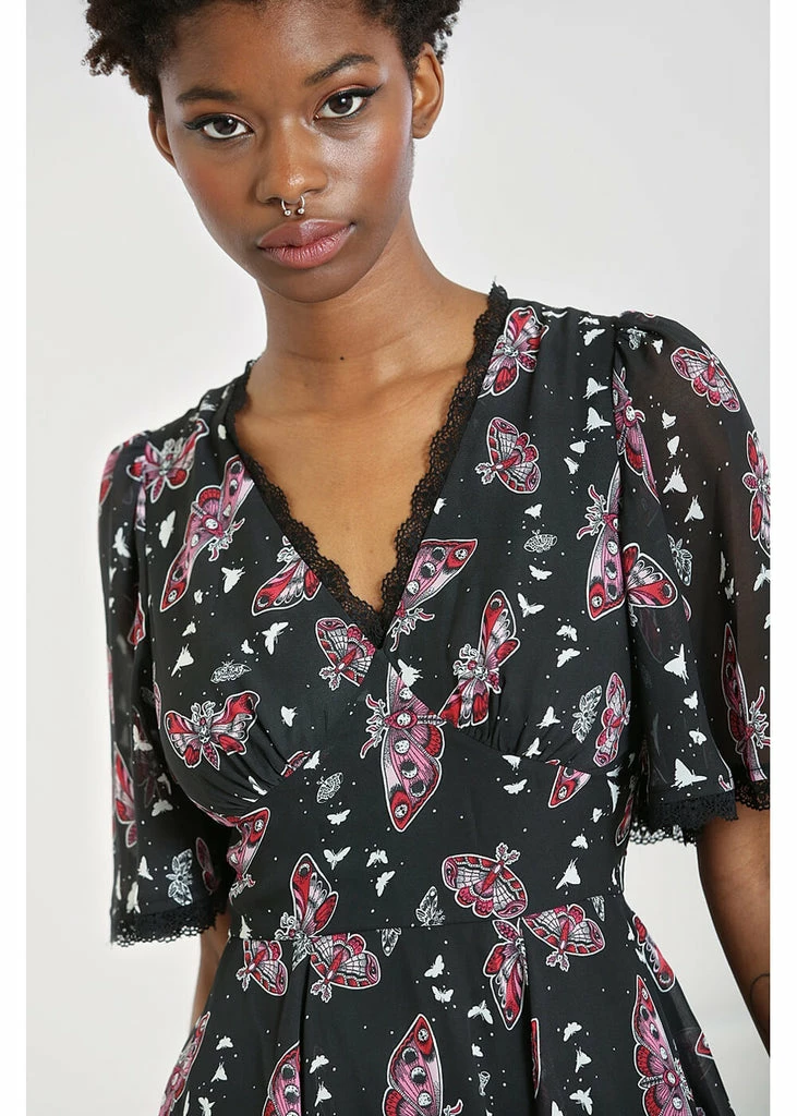 Hell Bunny In The Moonlight Moth 70's Dress Black 6 Hell Bunny In The Moonlight Moth 70's Dress Black - Image 4