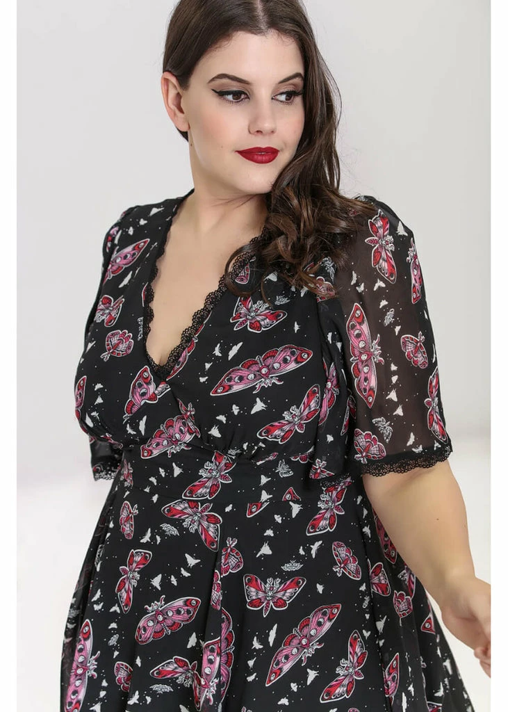 Hell Bunny In The Moonlight Moth 70's Dress Black 4 Hell Bunny In The Moonlight Moth 70's Dress Black - Image 2