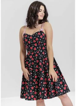 Hell Bunny Lollies Hearts 50's Swing Dress Black 10 Hell Bunny Lollies Hearts 50's Swing Dress Black -Smashed Lemons shop hell bunny HLB40248 lollies mid swing dress blk 0 1024x1024