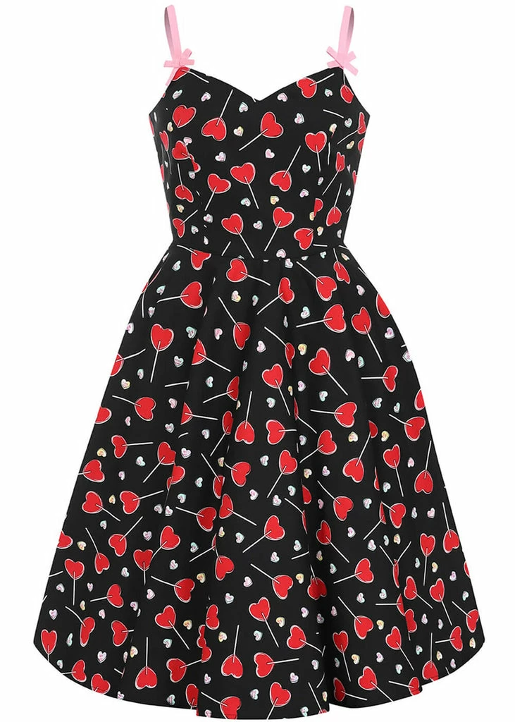 Hell Bunny Lollies Hearts 50's Swing Dress Black 3 Hell Bunny Lollies Hearts 50's Swing Dress Black