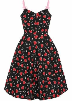Hell Bunny Lollies Hearts 50's Swing Dress Black 13 Hell Bunny Lollies Hearts 50's Swing Dress Black -Smashed Lemons shop hell bunny HLB40248 lollies mid swing dress blk 5 1024x1024