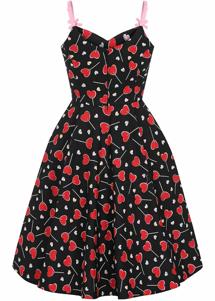 Hell Bunny Lollies Hearts 50's Swing Dress Black 8 Hell Bunny Lollies Hearts 50's Swing Dress Black - Image 6