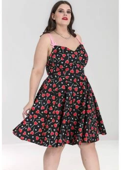 Hell Bunny Lollies Hearts 50's Swing Dress Black 12 Hell Bunny Lollies Hearts 50's Swing Dress Black -Smashed Lemons shop hell bunny HLB40248 lollies mid swing dress blk 7 1024x1024