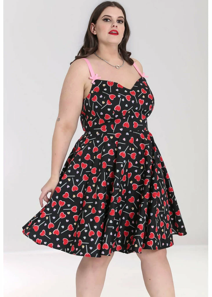 Hell Bunny Lollies Hearts 50's Swing Dress Black 7 Hell Bunny Lollies Hearts 50's Swing Dress Black - Image 5