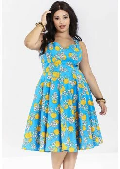 Hell Bunny Valencia Oranges 50's Swing Dress Blue -Smashed Lemons shop hell bunny HLB40260 valencia swing dress blue 0 1024x1024