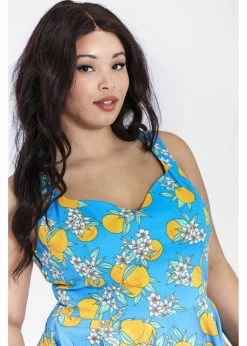 Hell Bunny Valencia Oranges 50's Swing Dress Blue -Smashed Lemons shop hell bunny HLB40260 valencia swing dress blue 1 1024x1024
