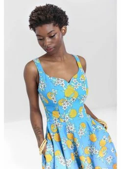 Hell Bunny Valencia Oranges 50's Swing Dress Blue -Smashed Lemons shop hell bunny HLB40260 valencia swing dress blue 5 1024x1024