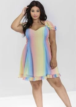 Hell Bunny Halo Rainbow 60's Mini Dress Multi