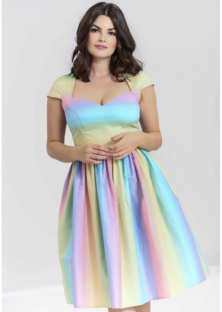 Hell Bunny Halo Ombre Rainbow 50's Swing Dress Multi 3 Hell Bunny Halo Ombre Rainbow 50's Swing Dress Multi