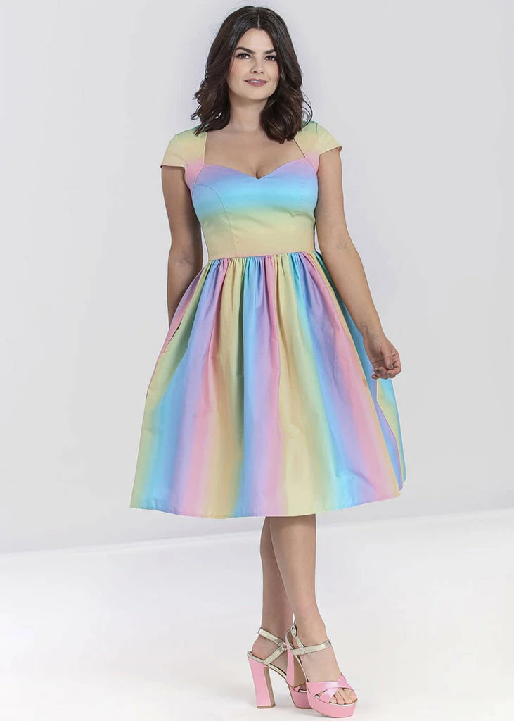 Hell Bunny Halo Ombre Rainbow 50's Swing Dress Multi 5 Hell Bunny Halo Ombre Rainbow 50's Swing Dress Multi - Image 3
