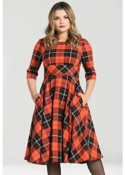 Hell Bunny Clementine Pumpkin Tartan 50's Swing Dress Orange -Smashed Lemons shop hell bunny HLB40280 clementine swing dress orange 0 f97297a5 2ac3 44bb b336 40f163a22a3a 1024x1024