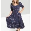 Hell Bunny Asta Floral 70's Maxi Dress Blue -Smashed Lemons shop hell bunny HLB40289 astra maxi dress navy 3 1024x1024