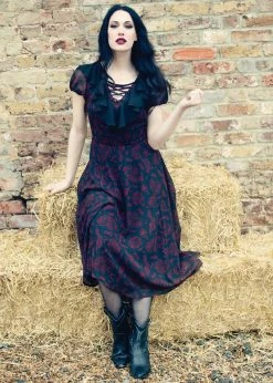 Hell Bunny Clarice Snake 70's Maxi Dress Black