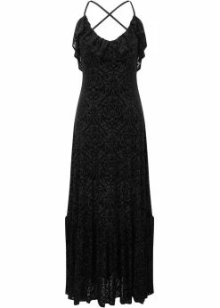 Killstar Eloise Burnout Velvet Maxi Dress Black