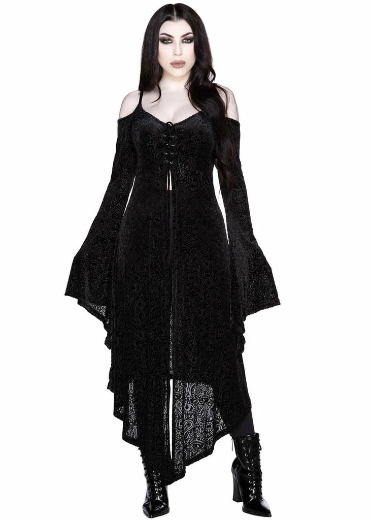 Killstar Grateful Dread Velvet 70's Duster Black 3 Killstar Grateful Dread Velvet 70's Duster Black