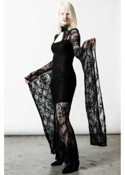 Killstar Phenemena Velvet Lace Maxi Dress Black -Smashed Lemons shop killstar KSRA004457 phenemena dress blk 1 1024x1024